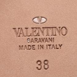 Pre Owned Valentino Multicolor Braided Leather VLOGO Flat Slides Size 38