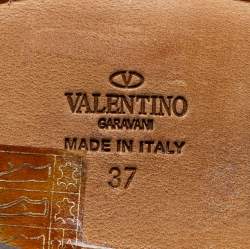 Pre Owned Valentino Burgundy Leather Fringe Derby Size 37