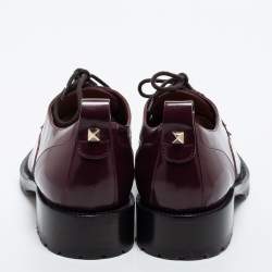 Pre Owned Valentino Burgundy Leather Fringe Derby Size 37