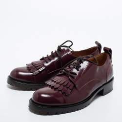 Pre Owned Valentino Burgundy Leather Fringe Derby Size 37