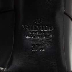 Pre Owned Valentino Black Leather Roman Stud Pointed Toe Mules Size 37.5