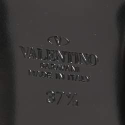 Pre Owned Valentino Burgundy Leather Roman Stud Flat Mules Size 37.5