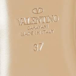 Pre Owned Valentino Light Yellow Leather Rockstud Flat Slides Size 37