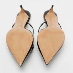 Pre Owned Valentino Black Patent VLogo Mules Size 37