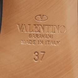 Pre Owned Valentino Black Patent VLogo Mules Size 37