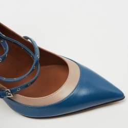 Pre Owned Valentino Blue Leather Love Latch Pumps Size 36