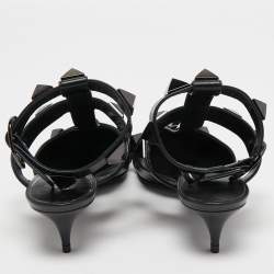 Pre Owned Valentino Black Leather Roman Stud Ankle Strap Pumps Size 39