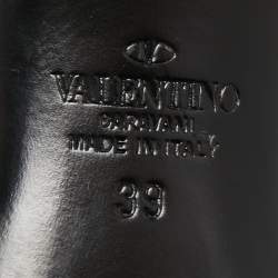 Pre Owned Valentino Black Leather Roman Stud Ankle Strap Pumps Size 39