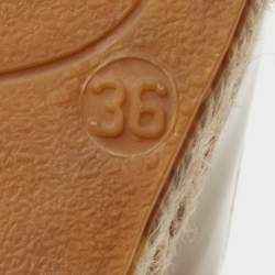 Pre Owned Valentino Brown Patent Leather Mena Bow Espadrille Wedge Sandals Size 36