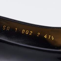 Pre Owned Valentino Black Patent Leather One Stud Block Heel Slingback Pumps Size 41.5