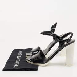 Pre Owned Valentino Black Patent Leather Rockstud Sandals Size 37