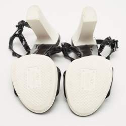 Pre Owned Valentino Black Patent Leather Rockstud Sandals Size 37