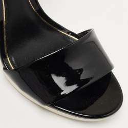 Pre Owned Valentino Black Patent Leather Rockstud Sandals Size 37