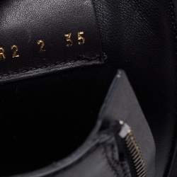 Pre Owned Valentino Black Leather Uniqueform Platform Combat Boots Size 35