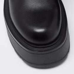 Pre Owned Valentino Black Leather Uniqueform Platform Combat Boots Size 35