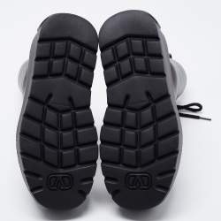 Pre Owned Valentino Black Leather Uniqueform Platform Combat Boots Size 35