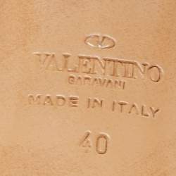 Pre Owned Valentino Silver Leather and Glitter Fabric Rockstud Accents Sock Boots Size 40 