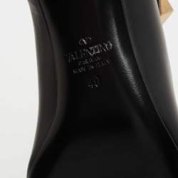 Pre Owned Valentino Black Leather Roman Stud Ankle Boots Size 40