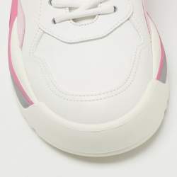 Pre Owned Valentino White/Pink Leather Gumboy Sneakers Size 39