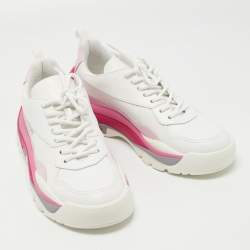Pre Owned Valentino White/Pink Leather Gumboy Sneakers Size 39