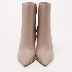 Pre Owned Valentino Beige Leather Rockstud Ankle Boots Size 39.5