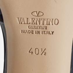 Pre Owned Valentino Black Patent Leather D'orsay Peep Toe Pumps Size 40.5