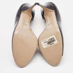 Pre Owned Valentino Black Patent Leather D'orsay Peep Toe Pumps Size 40.5