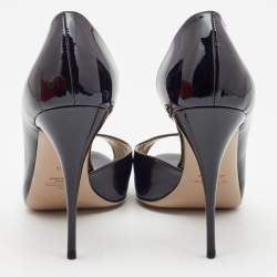 Pre Owned Valentino Black Patent Leather D'orsay Peep Toe Pumps Size 40.5