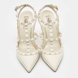 Valentino Cream Leather Rockstud Pumps Size 40.5