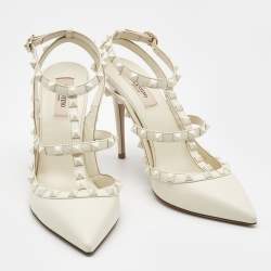 Valentino Cream Leather Rockstud Pumps Size 40.5