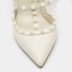 Valentino Cream Leather Rockstud Pumps Size 40.5