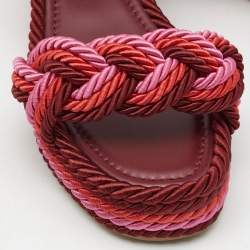 Pre Owned Valentino Multicolor Leather and Rope  The Rope Wedge Sandals Size 39