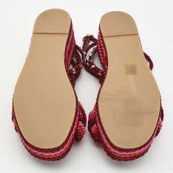 Pre Owned Valentino Multicolor Leather and Rope  The Rope Wedge Sandals Size 39