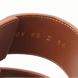 Pre Owned Valentino Brown Leather Roman Stud Flat Slides Size 36