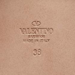 Pre Owned Valentino Dusty Pink Leather Escape VLogo Flat Slides Size 38