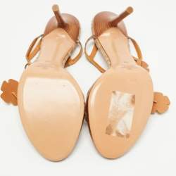 Pre Owned Valentino Brown Python Ankle Tie Sandals Size 39