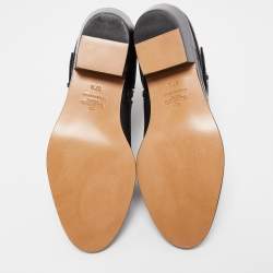 Pre Owned Valentino Black Leather Embellished Cowboy Ankle Boots Size 37.5