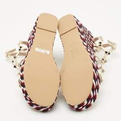 Pre Owned Valentino Cream Patent Leather Rockstud Wedge Sandals Size 36