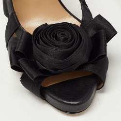 Pre Owned Valentino Black Leather and Canvas Slingback Sandals Size 40