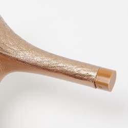 Pre Owned Valentino Metallic Beige Patent and Leather Rockstud  Ankle Strap Pumps Size 36