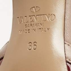 Pre Owned Valentino Burgundy Patent and  Leather Rockstud  Ankle Strap Pumps Size 36