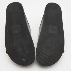 Pre Owned Valentino Black Leather Roman Stud Flat Slides Size 38
