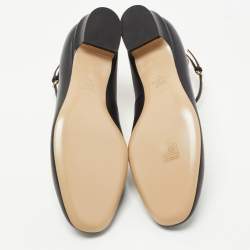 Pre Owned Valentino Black Leather Ankle Strap Ballet Flats Size 38