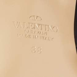 Pre Owned Valentino Black Leather Ankle Strap Ballet Flats Size 38