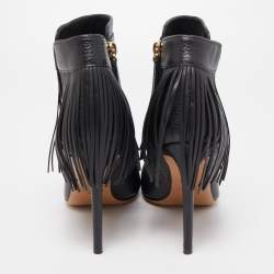 Pre Owned Valentino Black Leather Ankle Boots Size 37.5