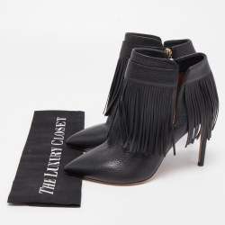 Pre Owned Valentino Black Leather Ankle Boots Size 37.5