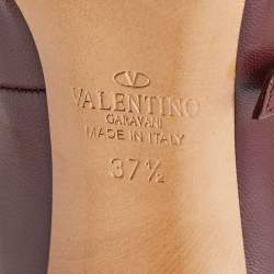 Pre Owned Valentino Burgundy Leather Love Latch Pumps Size 37.5