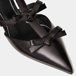 Pre Owned Valentino Black Leather Gladiator Sandals Size 39