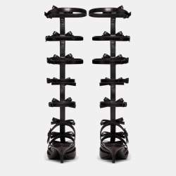 Pre Owned Valentino Black Leather Gladiator Sandals Size 39