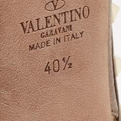 Pre Owned Valentino Metallic Leather Rockstud Strappy Pointed Toe Pumps Size 40.5